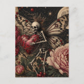 Feenskelett und Pfingstrosen Dark Fantasy Postkarte (Vorderseite)