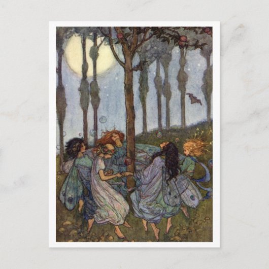 Feentanz-Vintage-Illustration Postkarte (Vorderseite)