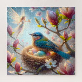Feenwächterin und Singvogelfrühlingsnest Puzzle