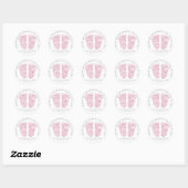 Feet Baby Dusche Gefallen Danke Glitzer Pink Gray Runder Aufkleber (Blatt)