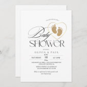 Feet Glitzer Gold Elegante minimalistische Kinderd Einladung (Vorne/Hinten)