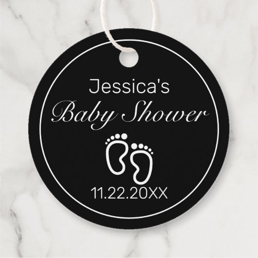 Feet Moderne Minimalistische White Baby Dusche Geschenkanhänger (Rückseite)