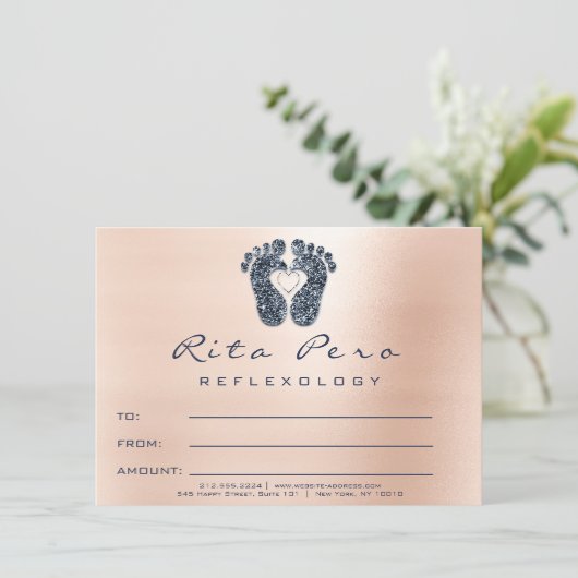 Feet Rose Gold Reflexology Certificate Geschenk Na (Stehend Vorderseite)