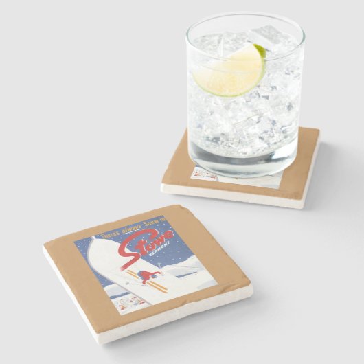 Fegendes S - Es gibt immer Schneepromo-Plakat Steinuntersetzer (Seitenansicht)