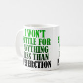 Fehlbuchstabierte Perfektion Funny Mug oder Reiseu Kaffeetasse (Vorderseite Links)