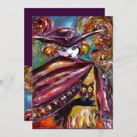 FEHLEN/ Mysteriöse Maske mit Tricorn Kostüm Party Einladung (Vorne/Hinten)