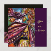 FEHLEN/ Mysteriöse Maske mit Tricorn Kostüm Party Einladung (Vorne/Hinten)