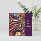 FEHLEN/ Mysteriöse Maske mit Tricorn Kostüm Party Einladung (Stehend Vorderseite)