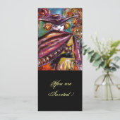 FEHLEN/ Mysteriöse Maske mit Tricorn Kostüm Party Einladung (Stehend Vorderseite)