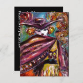 FEHLEN/ Mysteriöse Maske mit Tricorn Kostüm Party Einladungspostkarte (Vorne/Hinten)