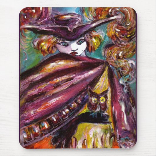 FEHLEN / Mysteriöse Maske mit Tricorn und Eule Mousepad (Vorne)