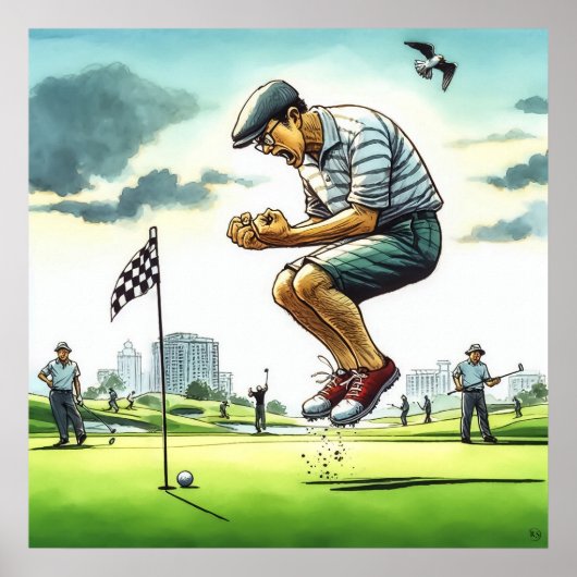 Fehlender Putt - Golf Art Print Poster (Vorne)