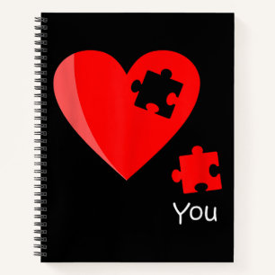 Fehlendes Stück Herz Puzzle Valetines Day Shirt Ge Notizblock
