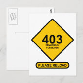Fehler 403: Demokratie verboten Postkarte (Vorne/Hinten)