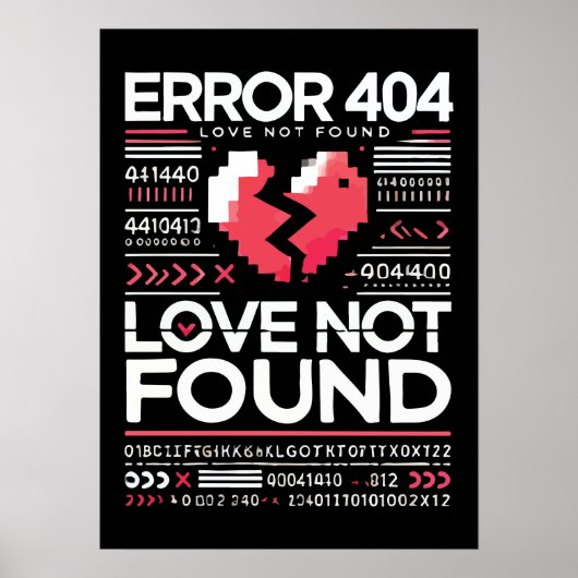 Fehler 404 Liebe nicht gefunden, Funny Anti-Valent Poster (Vorne)