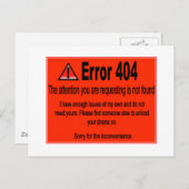 Fehler 404 postkarte (Vorne/Hinten)