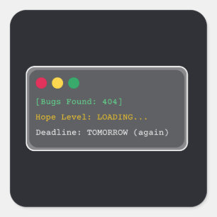 Fehler gefunden: 404 Lustiger Programmierer Laptop Quadratischer Aufkleber