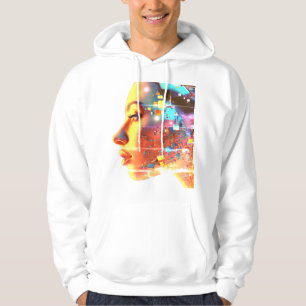 Fehler in Cyborg-Frau auf einem kuscheligen Langar Hoodie