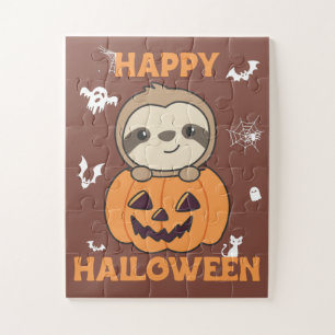 Fehler in Pumpkin süße Sloths zu Halloween Jigsaw Puzzle
