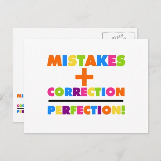 Fehler Plus Korrektur ist perfekt Postkarte (Vorne/Hinten)