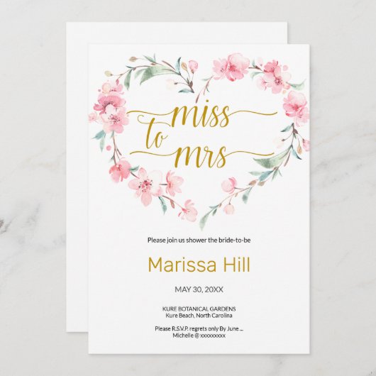 FEHLER ZU FRAU - Sakura Bridal Dusche Einladung (Vorne/Hinten)