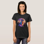 Fehlerhafte Synthwave Golden Retriever Ästhetik T-Shirt (Vorne ganz)