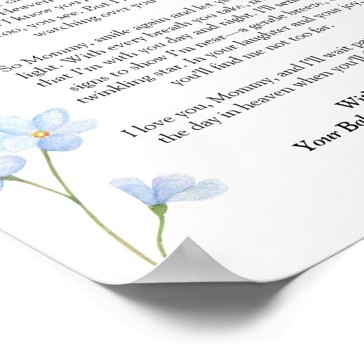 Fehlgeburt Vergiss mich nicht den blutigen Verlust Poster (Ecke)