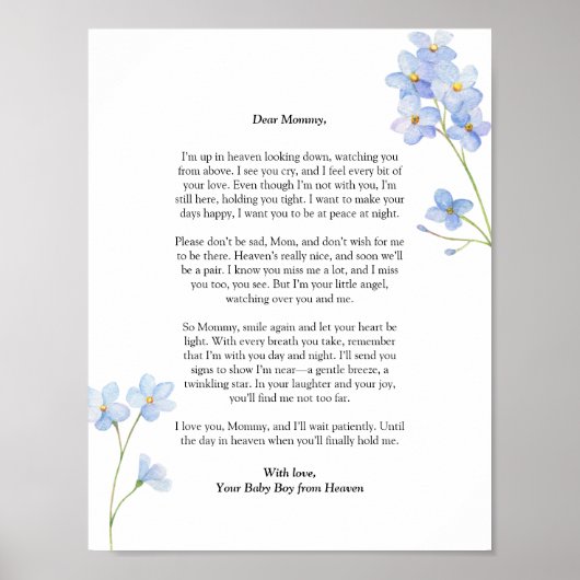 Fehlgeburt Vergiss mich nicht den blutigen Verlust Poster (Vorne)