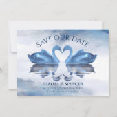 Fehlsichtigkeit | Classic Blue Swan Lake Wedding Save The Date (Vorderseite)