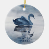 Fehlsichtigkeit | Dusty Blue Swan Keramik Ornament (Vorne)