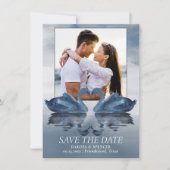 Fehlsichtigkeit | Dusty Blue Swan Lake Foto Save The Date (Vorderseite)
