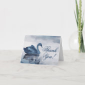 Fehlsichtigkeit | Dusty Blue Swan Lake Wedding Dankeskarte (Vorderseite)