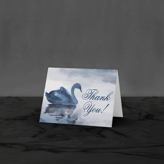 Fehlsichtigkeit | Dusty Blue Swan Lake Wedding Dankeskarte