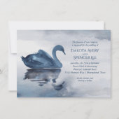 Fehlsichtigkeit | Dusty Blue Swan Lake Wedding Einladung (Vorderseite)