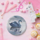 Fehlsichtigkeit | Dusty Blue Swan Lake Wedding Pappteller (Party)