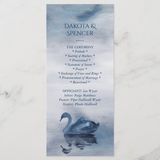 Fehlsichtigkeit | Dusty Blue Swan Lake Wedding Programm (Vorderseite)