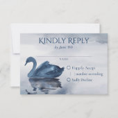 Fehlsichtigkeit | Dusty Blue Swan Lake Wedding RSVP Karte (Vorderseite)