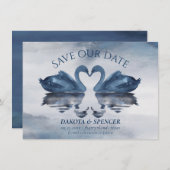Fehlsichtigkeit | Dusty Blue Swan Lake Wedding Save The Date (Vorne/Hinten)
