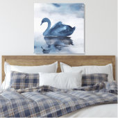 Fehlsichtigkeit | Moody Dusty Blue Swan am See Leinwanddruck (Insitu (Schlafzimmer))