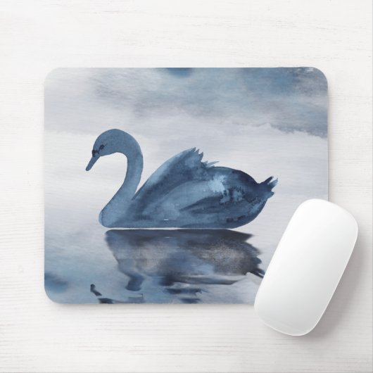 Fehlsichtigkeit | Moody Dusty Blue Swan am See Mousepad (Mit Mouse)