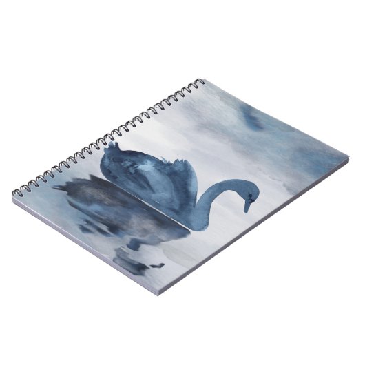 Fehlsichtigkeit | Moody Dusty Blue Swan am See Notizblock (Linke Seite)