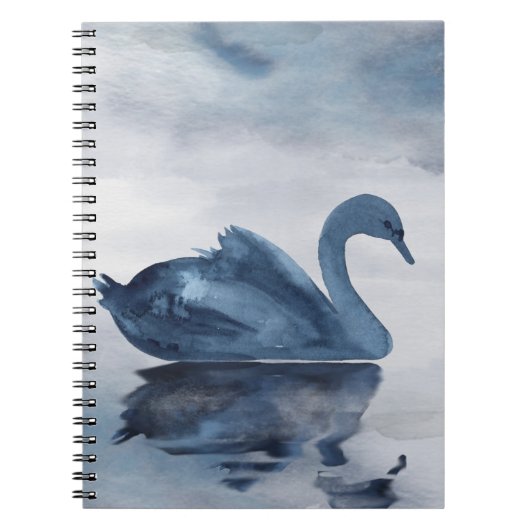 Fehlsichtigkeit | Moody Dusty Blue Swan am See Notizblock (Vorderseite)