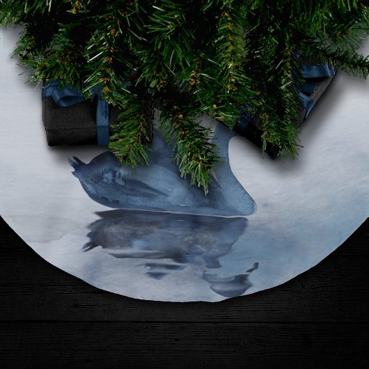 Fehlsichtigkeit | Moody Dusty Blue Swan am See Polyester Weihnachtsbaumdecke