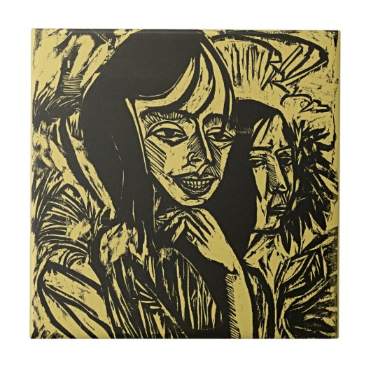 Fehmarn Girls von Ernst Ludwig Kirchner Fliese (Vorderseite)