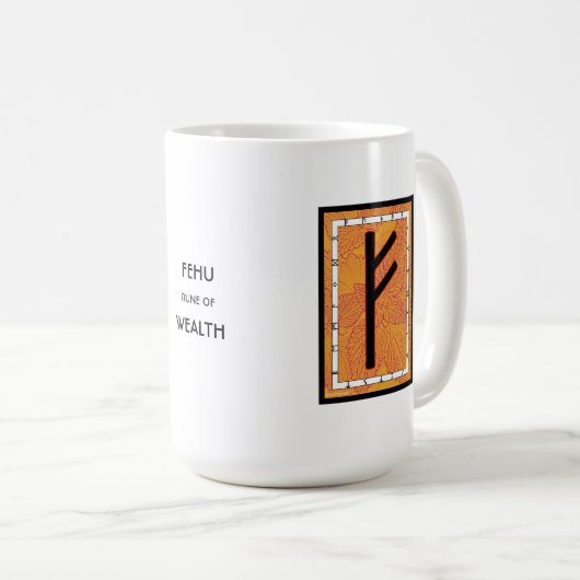 Fehu Rune Tasse - Wohlstand! (VorderseiteRechts)