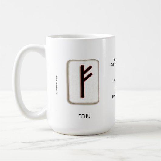 Fehu RuneStone 15 oz. Tasse (Links)