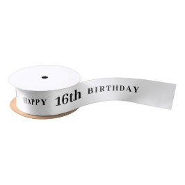Feier 16: Joyful Birthday White Ribbon Satinband