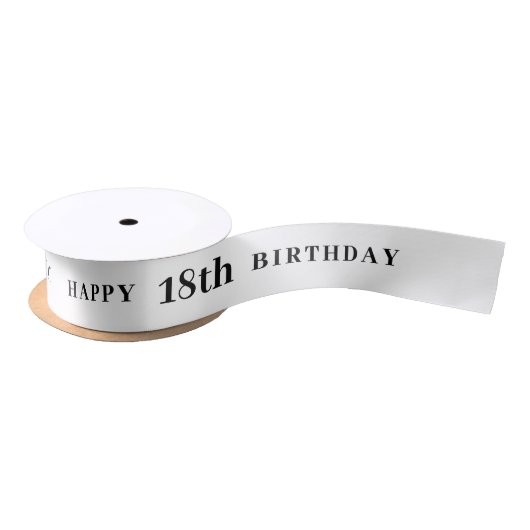 Feier 18: Joyful Birthday White Ribbon Satinband (Spule)