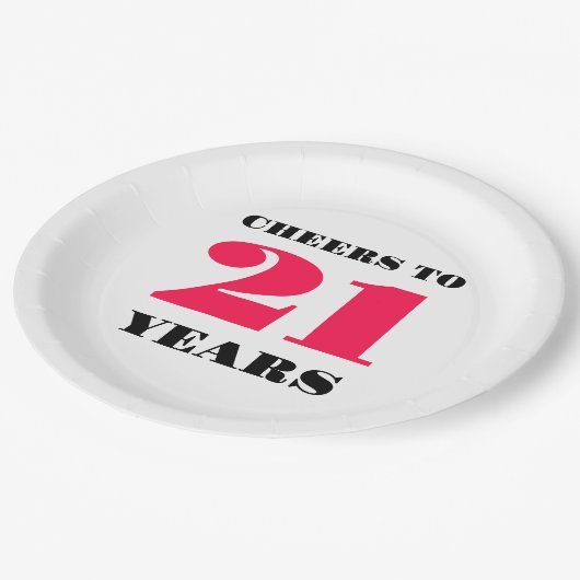 Feier 21. Geburtstag Pappteller (Schrägansicht)