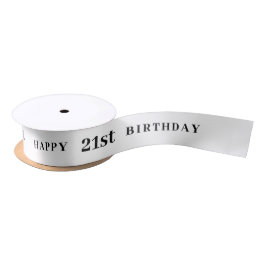 Feier 21: Joyful Birthday White Ribbon Satinband